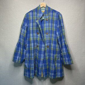 April Cornell Womens Plaid Wool Blend Double-Breasted Coat With Lining M